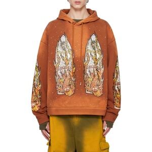 Louis Vuitton Orange Hooded Sweatshirt with Metallic Accents